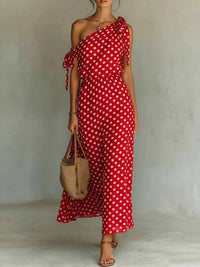 Full Size Polka Dot One-Shoulder Maxi Dress with Tie Details Plus Size 100100717941422 28 Gifts for Her Jerry's Apparel 