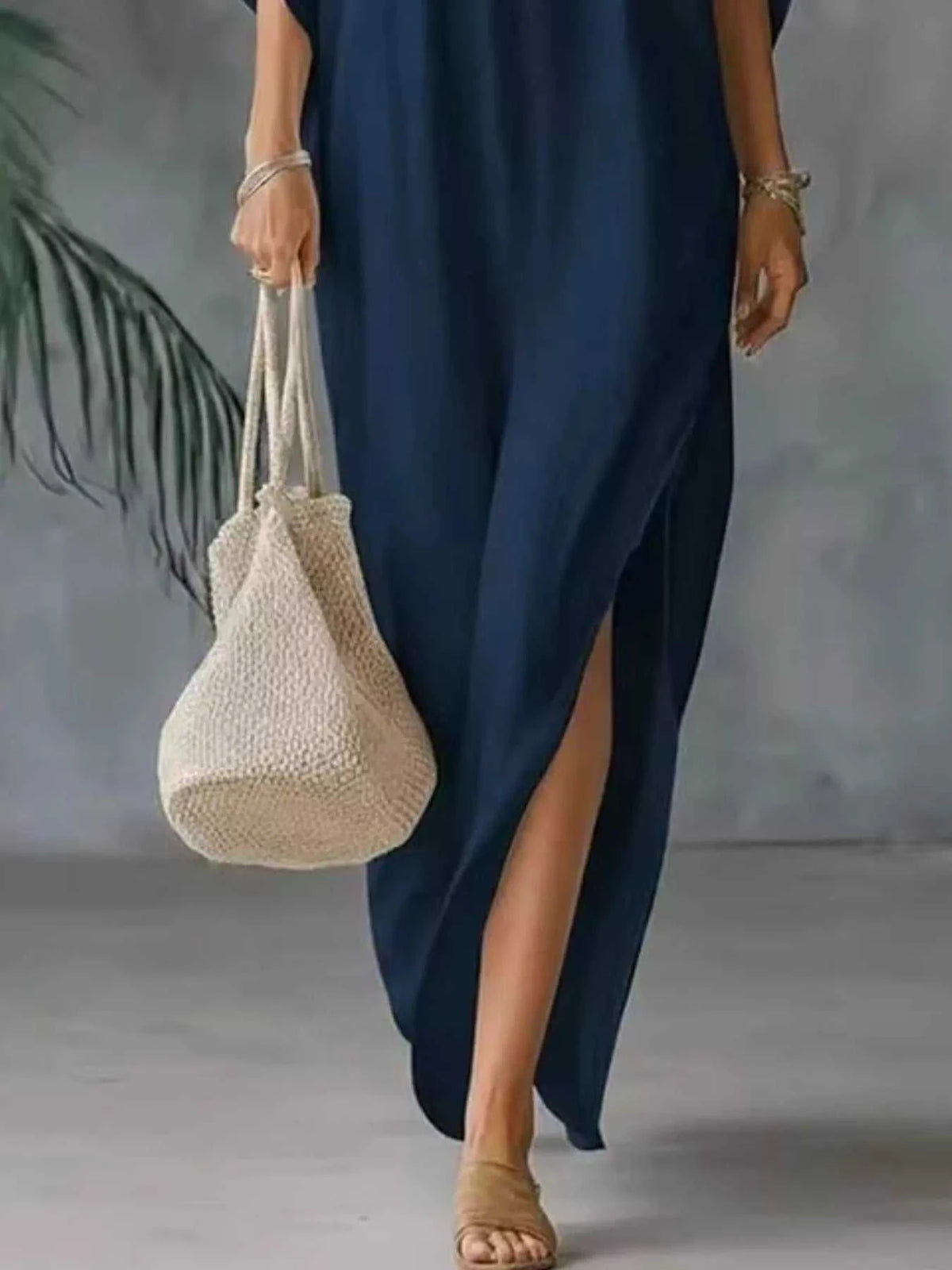Full Size V-Neck Maxi Dress with Side Slits Plus Size 100100394975559 32 Gifts for Her Jerry's Apparel 