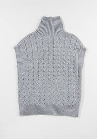 Cable Knit Turtleneck Short Sleeve Sweater