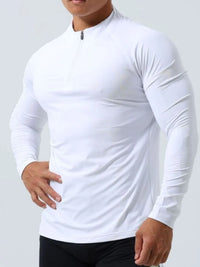 Men's Plus Size Quarter Zip Long Sleeve Top