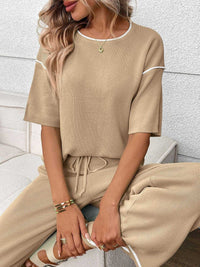 Round Neck Half Sleeve Top and Pants Set 100100458964546 67 Affordable Fashion Under $100 Jerry's Apparel 