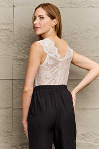 Perfee Lace Detail Plunge Neck Sleeveless Bodysuit 100101812426029 26 Affordable Fashion Under $100 Jerry's Apparel 