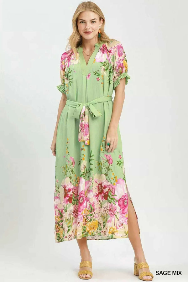 Umgee Mix Floral Border Print Midi Dress 100100246601295 66 Affordable Fashion Under $100 Jerry's Apparel 