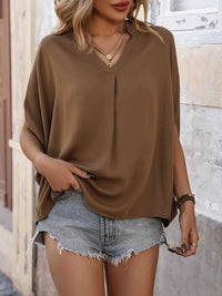 Perfee Notched Half Sleeve Blouse 100100768121851 30 Affordable Fashion Under $100 Jerry's Apparel 