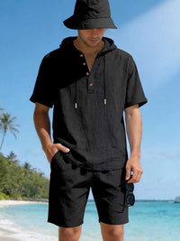 Men's Full Size Casual Short Sleeve Hooded Top & Shorts Set Plus Size 100400516300519 42 Gifts for Him Jerry's Apparel 