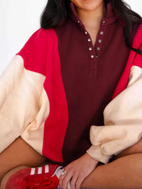 Color Block Patchwork Snap Button Oversize Hoodie 100100428996241 63 Affordable Fashion Under $100 Jerry's Apparel 