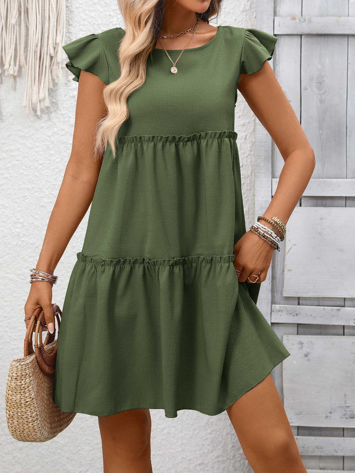 Ruffle Sleeve Tiered Mini Dress 100100406659839 28 Affordable Fashion Under $100 Jerry's Apparel 