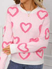 Valentine's Day Heart Pattern Round Neck Sweater 100100472947296 49 Affordable Fashion Under $100 Jerry's Apparel 