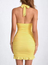 Ruched Halter Neck Bodycon Mini Dress 101001241020171 35 Gifts for Her Jerry's Apparel 