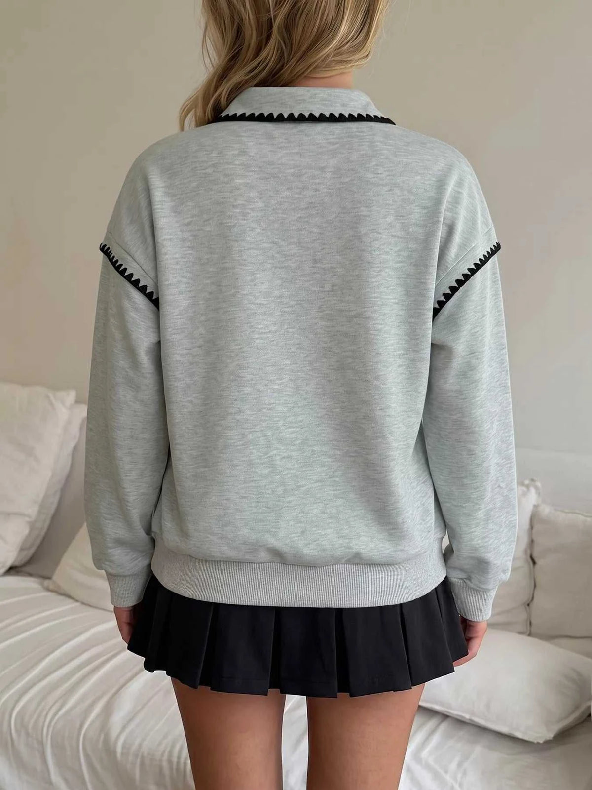 Polo Collar Dropped Shoulder Sweatshirt 101001325916897 37 Affordable Fashion Under $100 Jerry's Apparel 