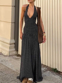 Polka Dot Halter Neck Maxi Dress 100100512447789 43 Affordable Fashion Under $100 Jerry's Apparel 