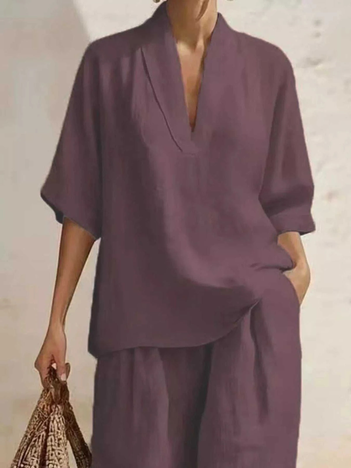 Full Size Half Sleeve Top and Wide Leg Pants Set Plus Size 100100468706321 46 Affordable Fashion Under $100 Jerry's Apparel 