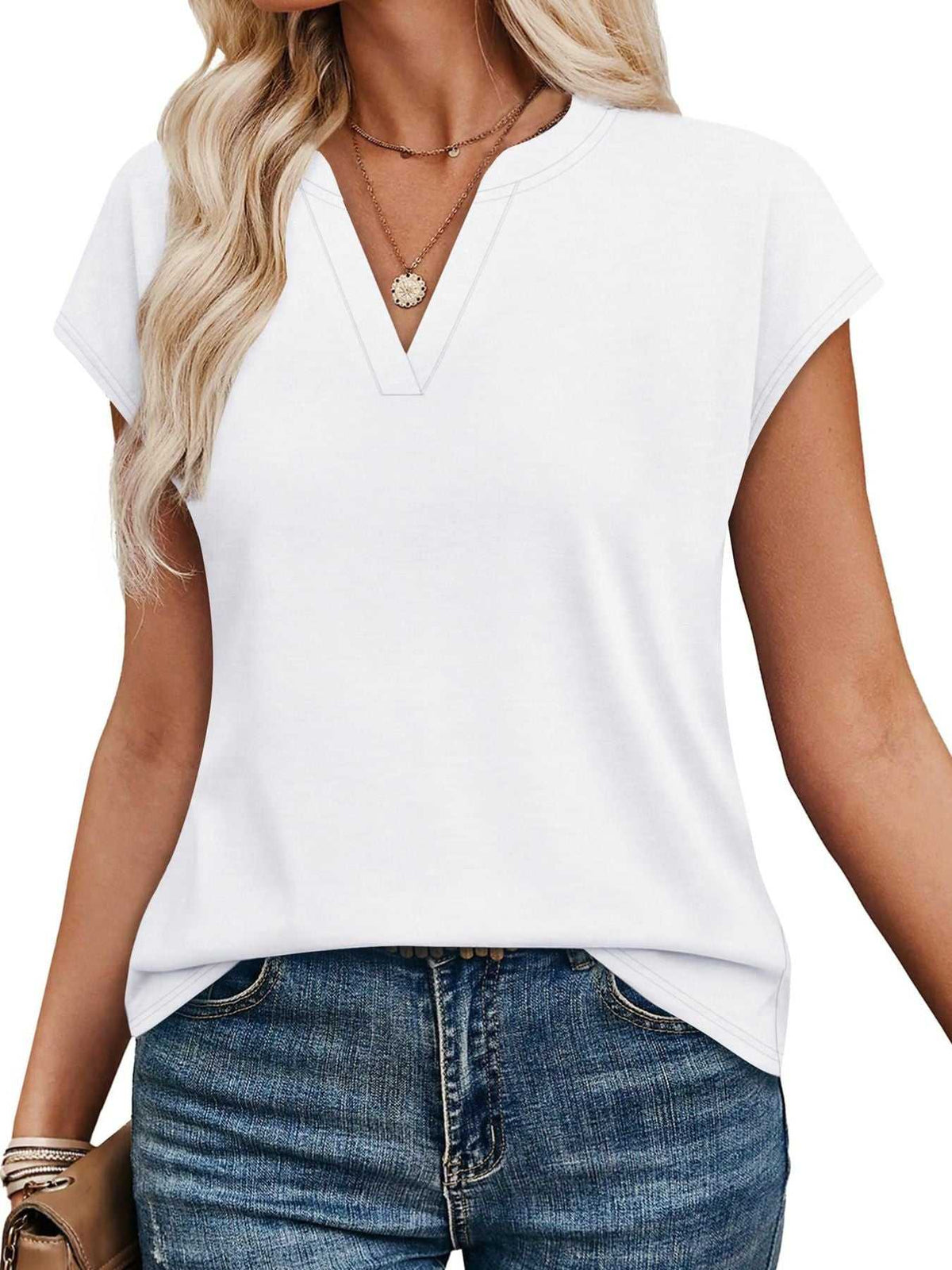 Notched Short Sleeve T-Shirt 100100058945563 25 Affordable Fashion Under $100 Jerry's Apparel 