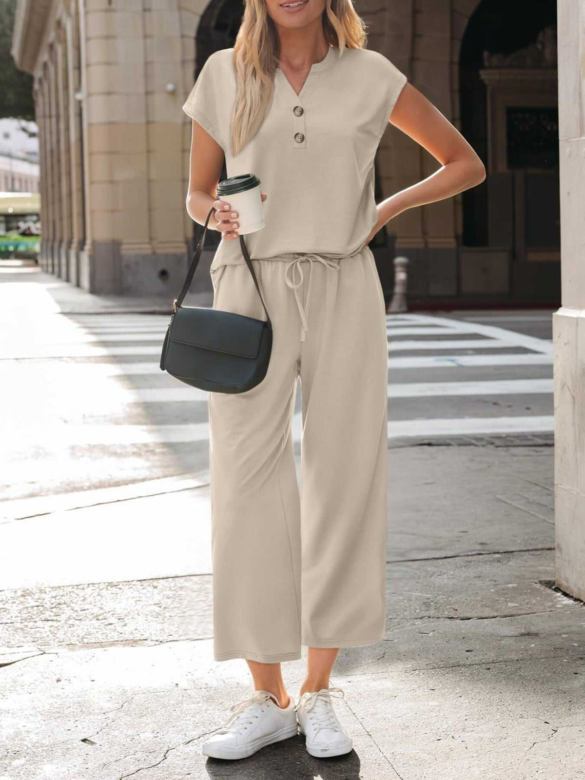 Notched Short Sleeve Top and Pants Set 100100127376521 46 Affordable Fashion Under $100 Jerry's Apparel 