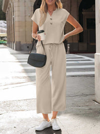 Notched Short Sleeve Top and Pants Set 100100127376521 46 Affordable Fashion Under $100 Jerry's Apparel 
