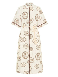 Printed Button-Down Midi Shirt Dress