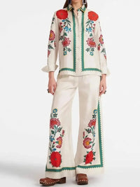 Floral Button Up Shirt and Pants Set