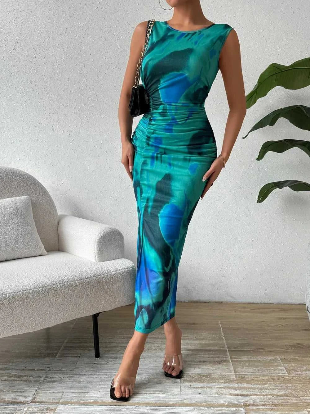 Honey Slit Round Neck Midi Tank Dress 100100998771132 32 Affordable Fashion Under $100 Jerry's Apparel 