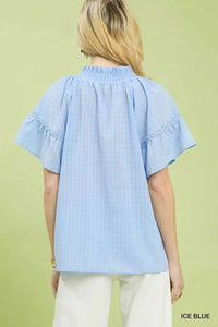Umgee Gingham Puff Sleeve Top with Lace Trim 100100284641279 45 Affordable Fashion Under $100 Jerry's Apparel 