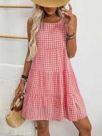Plaid Round Neck Sleeveless Mini Dress 100100093541083 32 Affordable Fashion Under $100 Jerry's Apparel 