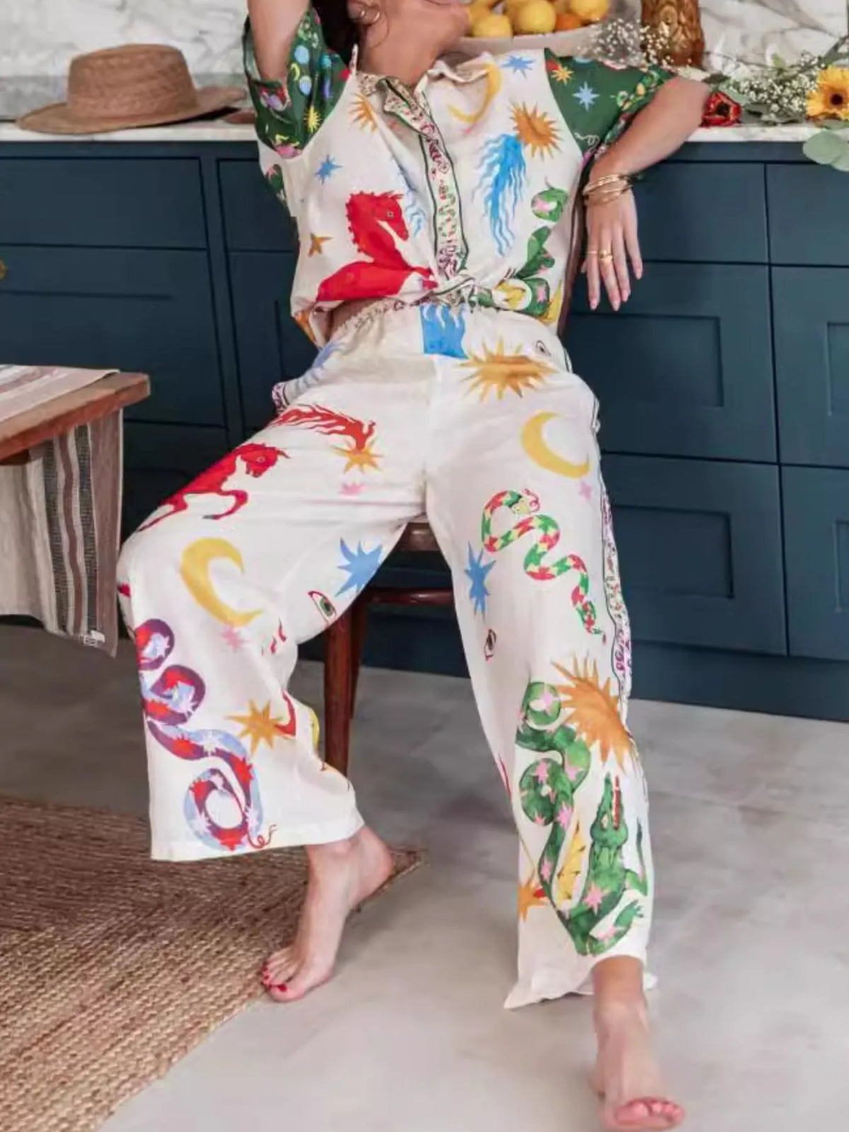 Printed Half Sleeve Shirt and Pants Set