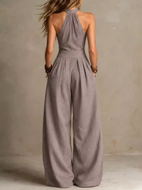 Full Size Halter Neck Wide-Leg Jumpsuit Plus Size 101001857800379 54 Affordable Fashion Under $100 Jerry's Apparel 