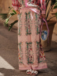 Printed Button Up Shirt and Pants Set