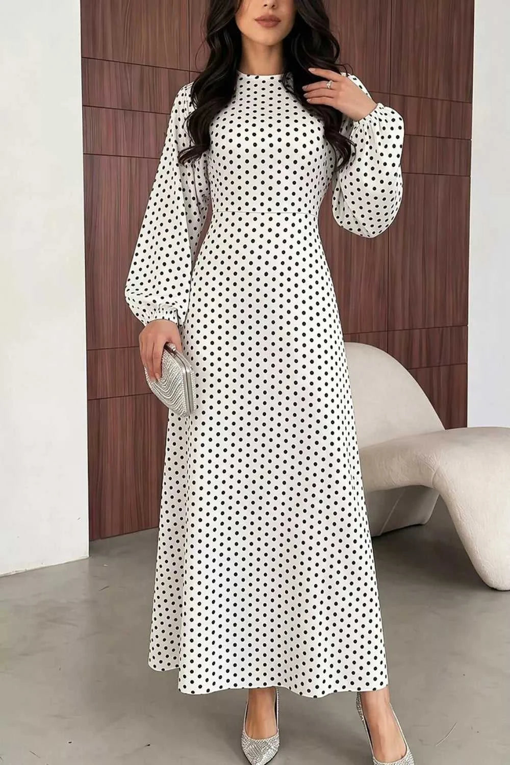 Polka Dot Long Sleeve Maxi Dress 101001469171625 35 Affordable Fashion Under $100 Jerry's Apparel 