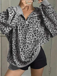 Leopard Print Quarter-Zip Sweatshirt 101001865802464 52 Affordable Fashion Under $100 Jerry's Apparel 