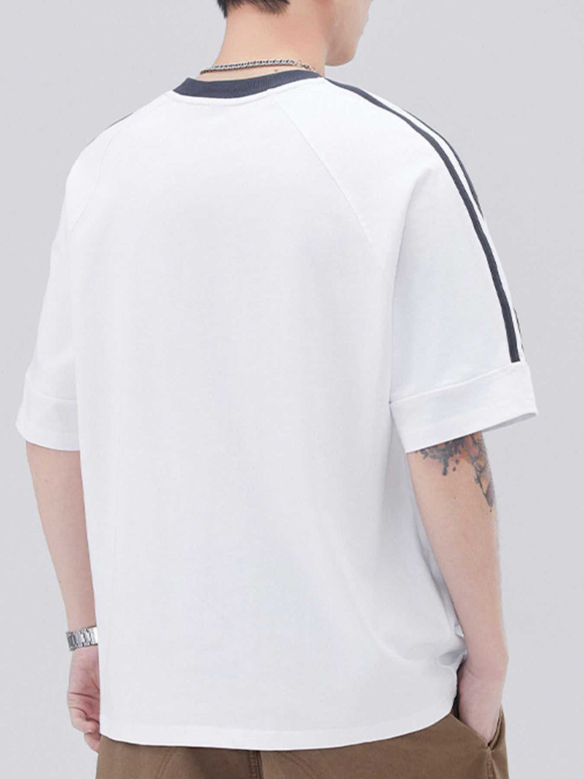 Men's Plus Size Striped Trim Casual T-Shirt 100400623701852 45 Affordable Fashion Under $100 Jerry's Apparel 