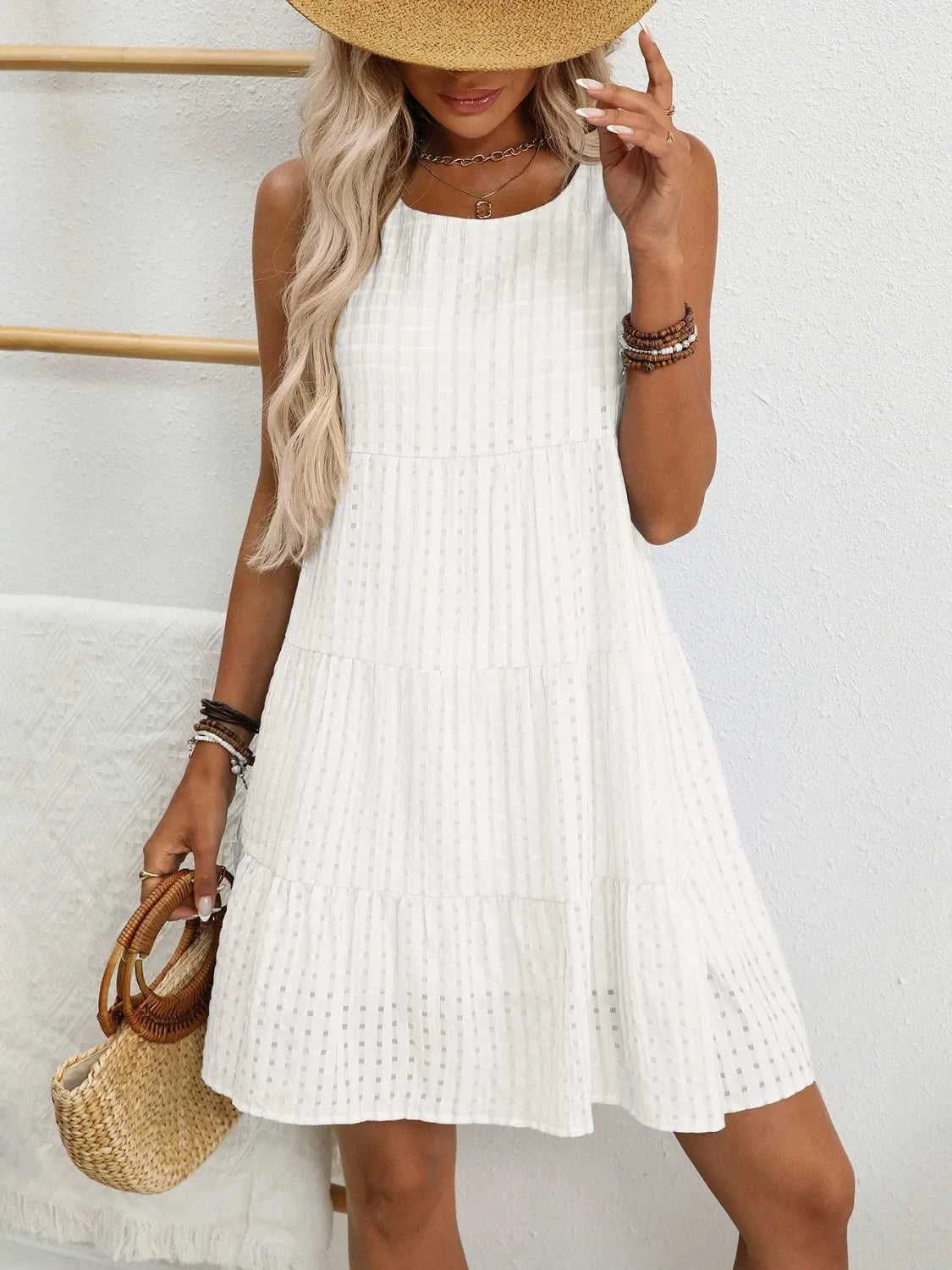Plaid Round Neck Sleeveless Mini Dress 100100093541083 32 Affordable Fashion Under $100 Jerry's Apparel 