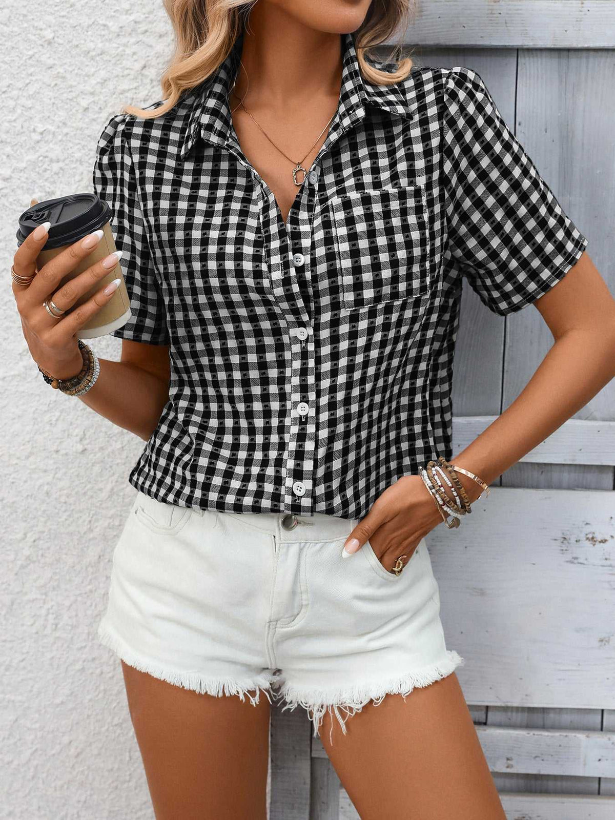Plaid Button-Up Short Sleeve Shirt 100100054709959 33 Affordable Fashion Under $100 Jerry's Apparel 