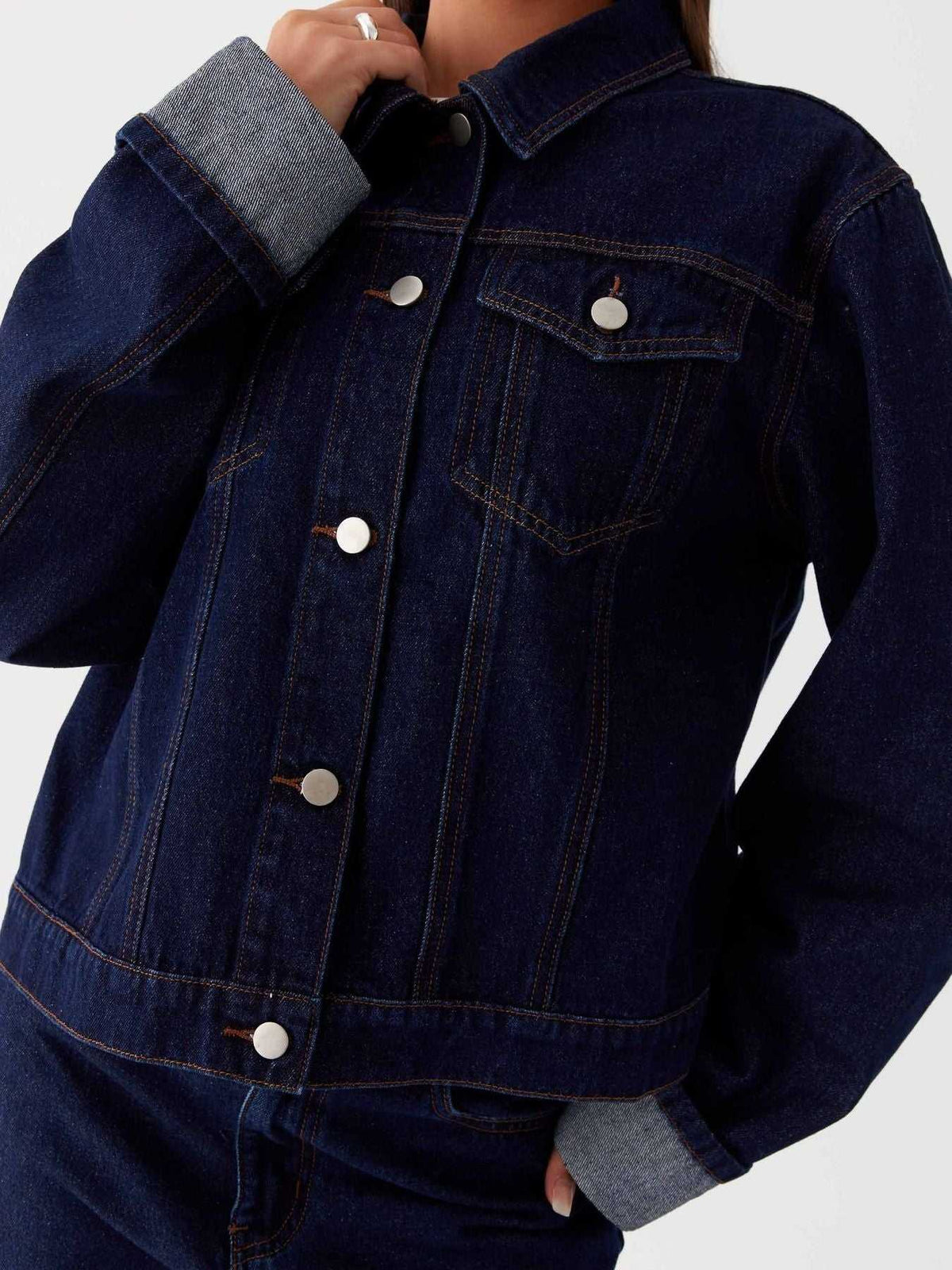 Button Down Cropped Oversized Denim Jacket 100100003789645 47 Affordable Fashion Under $100 Jerry's Apparel 