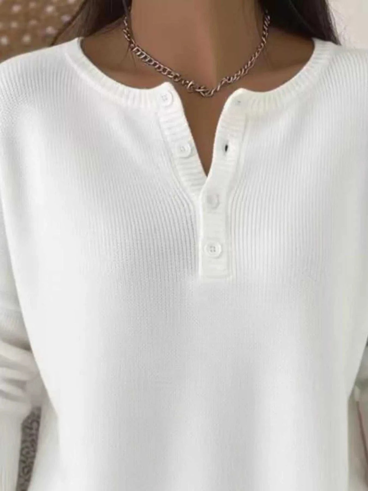 Full Size Button Detail Ribbed Knit Sweater Plus Size 101002670743081 41 Affordable Fashion Under $100 Jerry's Apparel 