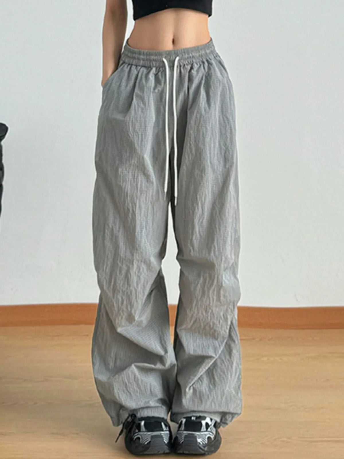 Wide Leg Drawstring Casual Pants
