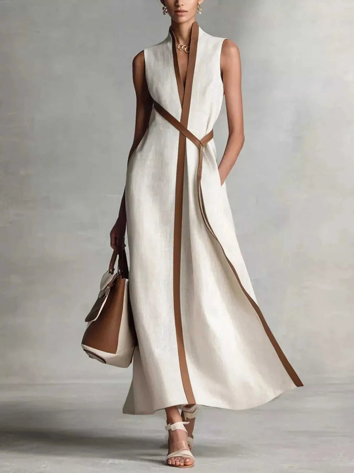 Full Size Contrast Trim Sleeveless Maxi Dress Plus Size 100100764511905 41 Affordable Fashion Under $100 Jerry's Apparel 