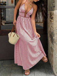 Striped Halter Neck Maxi Dress with Contrast Trim 100100182164517 34 Affordable Fashion Under $100 Jerry's Apparel 