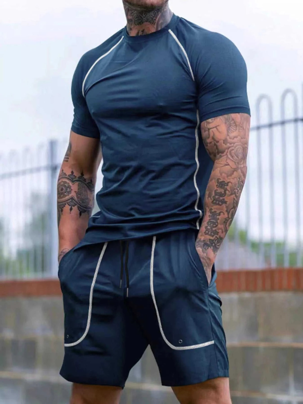 Men's Full Size Casual Short Sleeve T-Shirt and Shorts Set Plus Size 100400699145401 35 Affordable Fashion Under $100 Jerry's Apparel 