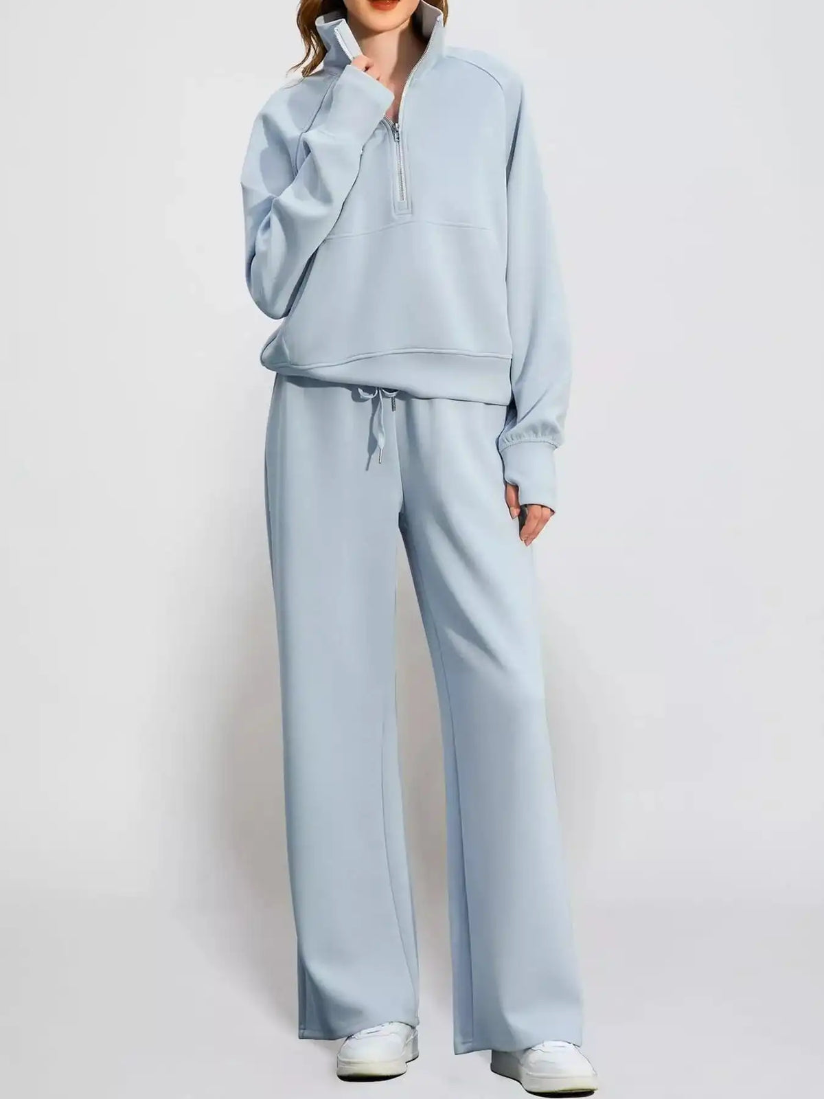 Half-Zip Sweatshirt and Wide-Leg Pants Set 101001840100593 40 Gifts for Her Jerry's Apparel 