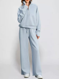 Half-Zip Sweatshirt and Wide-Leg Pants Set 101001840100593 40 Gifts for Her Jerry's Apparel 