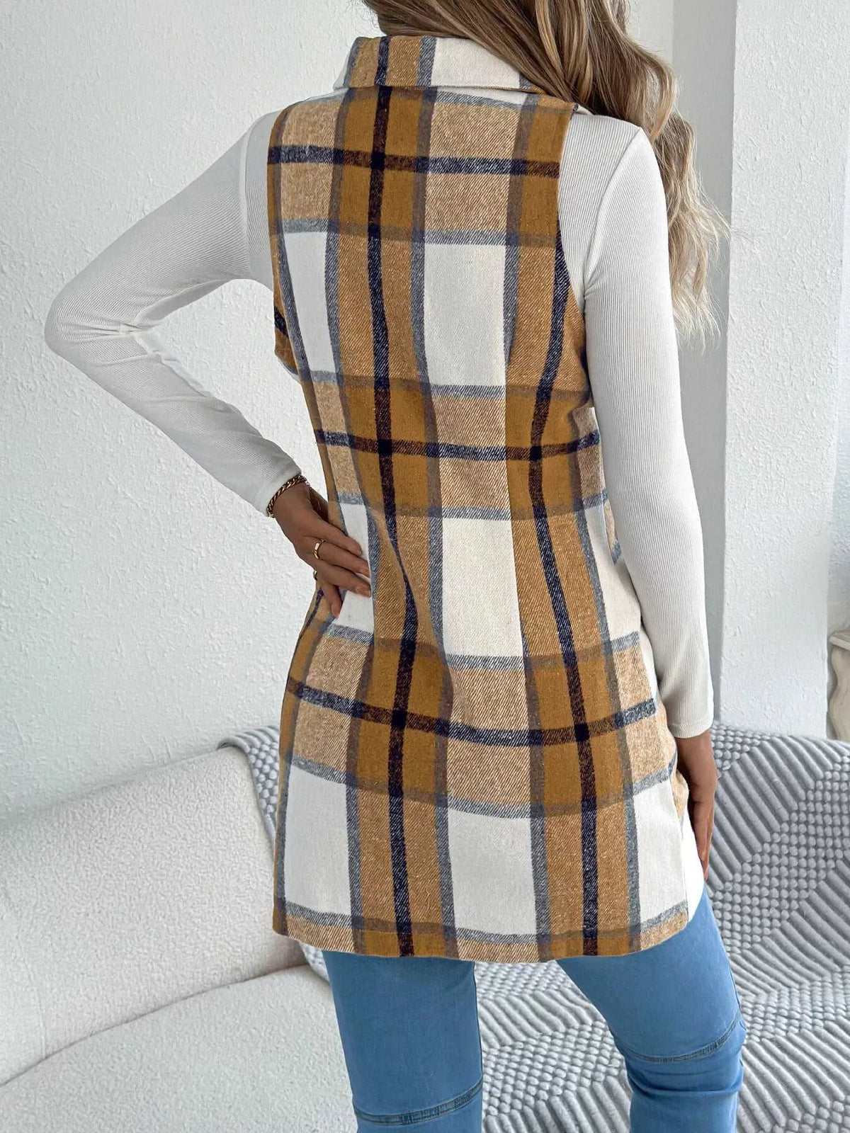 Plaid Double-Breasted Vest Coat 100100895699869 38 Affordable Fashion Under $100 Jerry's Apparel 