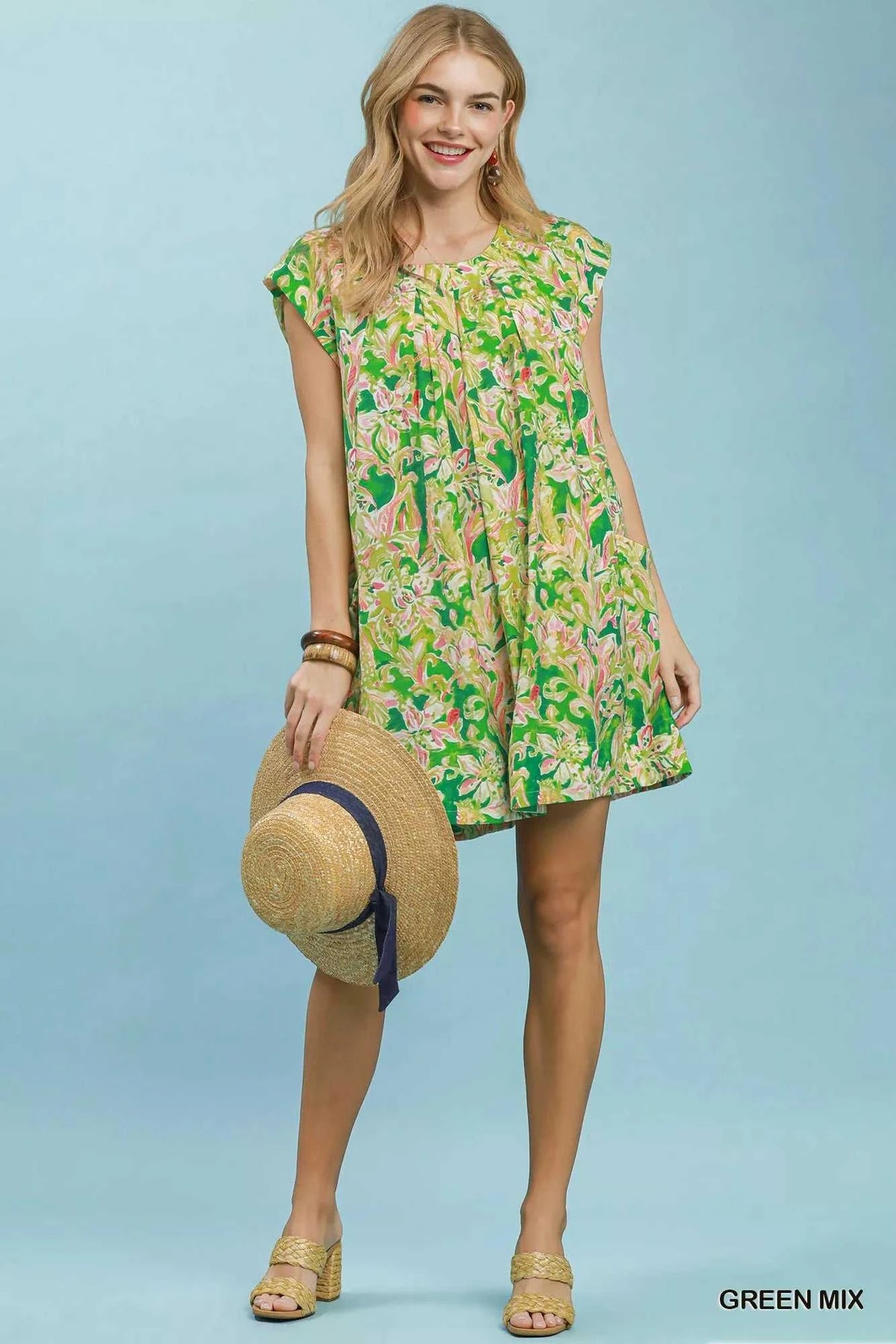 Umgee Tropical Floral Flutter Sleeve Swing Dress 100100414241454 57 Affordable Fashion Under $100 Jerry's Apparel 