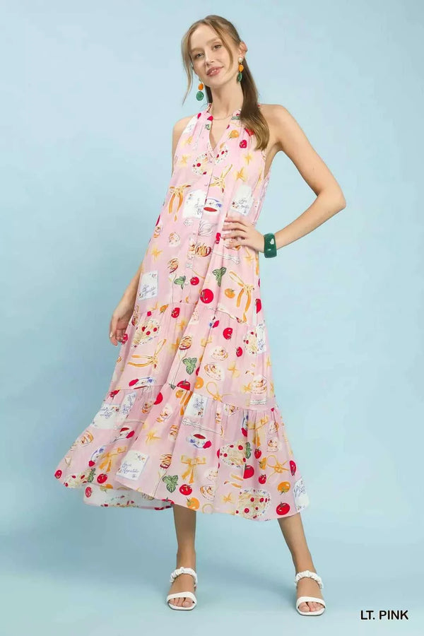 Umgee Abstract Print Tiered Halter Midi Dress 100100096161442 66 Affordable Fashion Under $100 Jerry's Apparel 