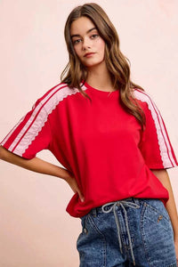 BiBi French Terry Side Lace Detail Short Sleeves Top 100100237661933 42 Affordable Fashion Under $100 Jerry's Apparel 