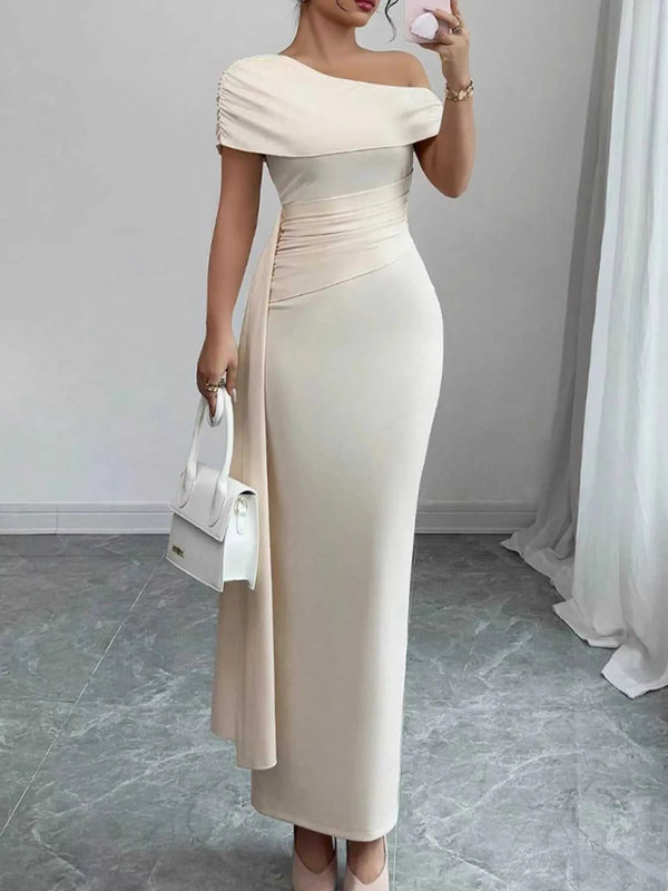 One-Shoulder Ruched Maxi Dress 100100331278451 36 Seasonal Fashion Collections Jerry's Apparel 