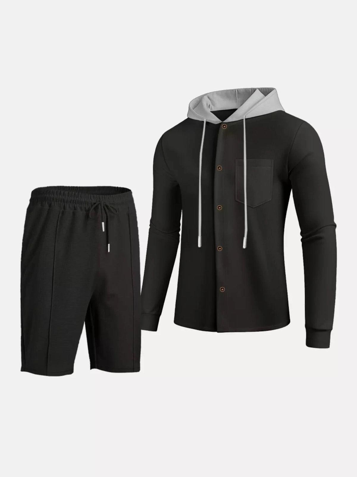 Men's Full Size Casual Hooded Button-Up Top and Shorts Set Plus Size 100400355175188 41 Affordable Fashion Under $100 Jerry's Apparel 