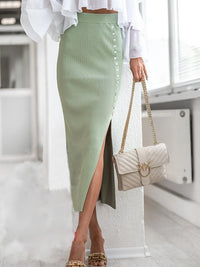 Slit Elastic Waist Skirt