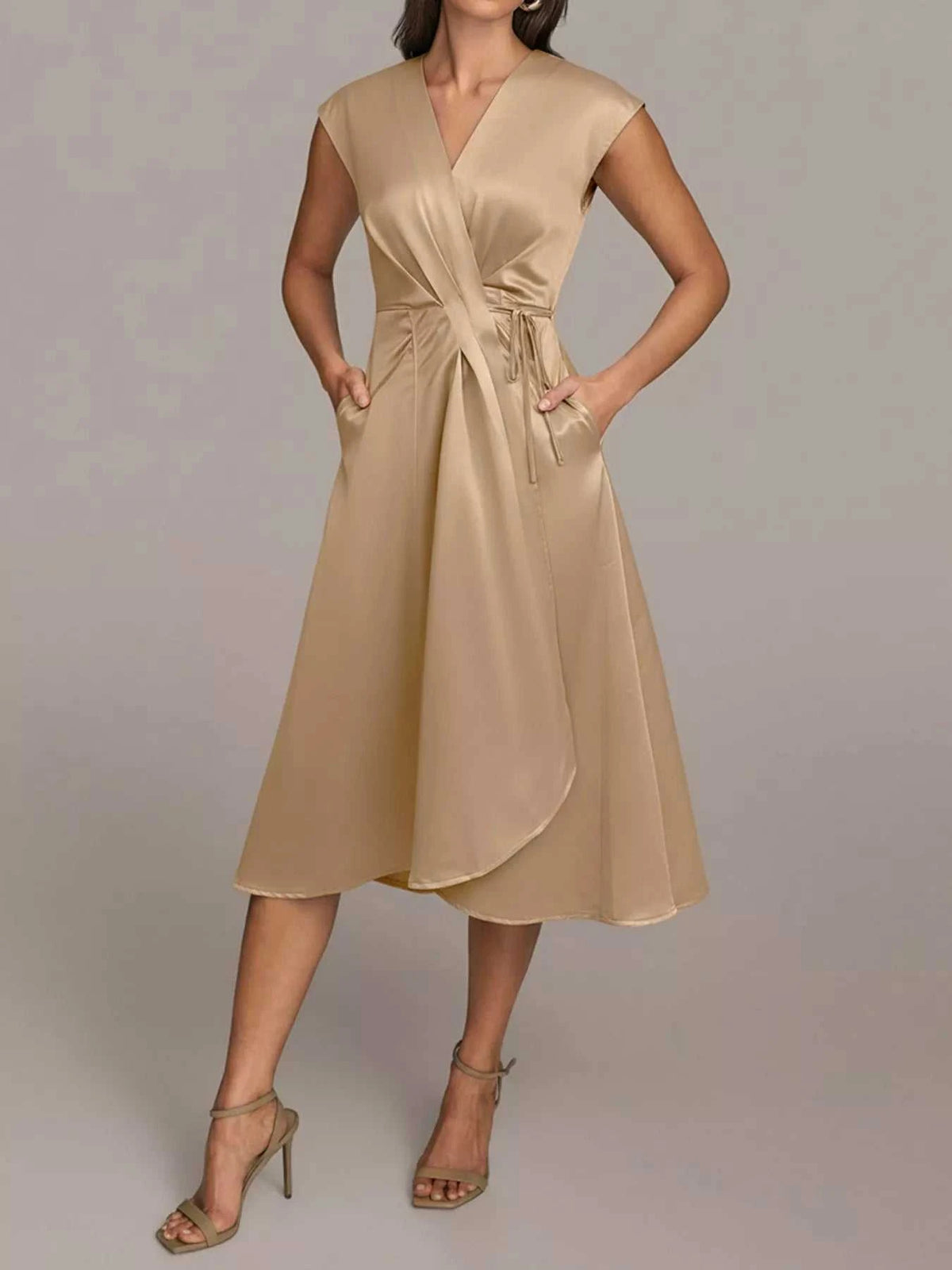 Satin Wrap Midi Dress with Pockets 100100281166734 42 Affordable Fashion Under $100 Jerry's Apparel 