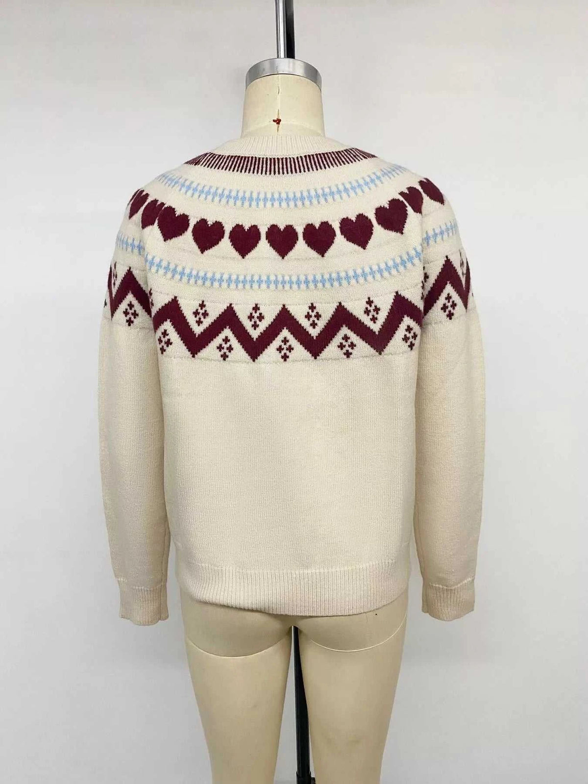 Heart-Patterned Crew Neck Sweater 101002546333255 55 Affordable Fashion Under $100 Jerry's Apparel 