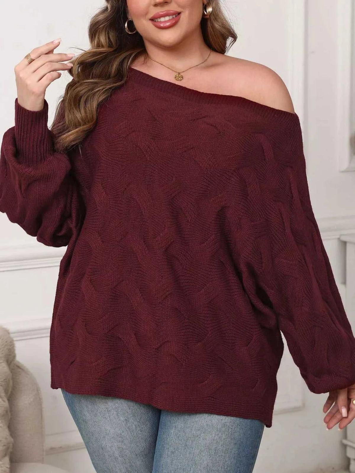 Plus Size Off-Shoulder Long Sleeve Sweater 101002543718433 41 Affordable Fashion Under $100 Jerry's Apparel 